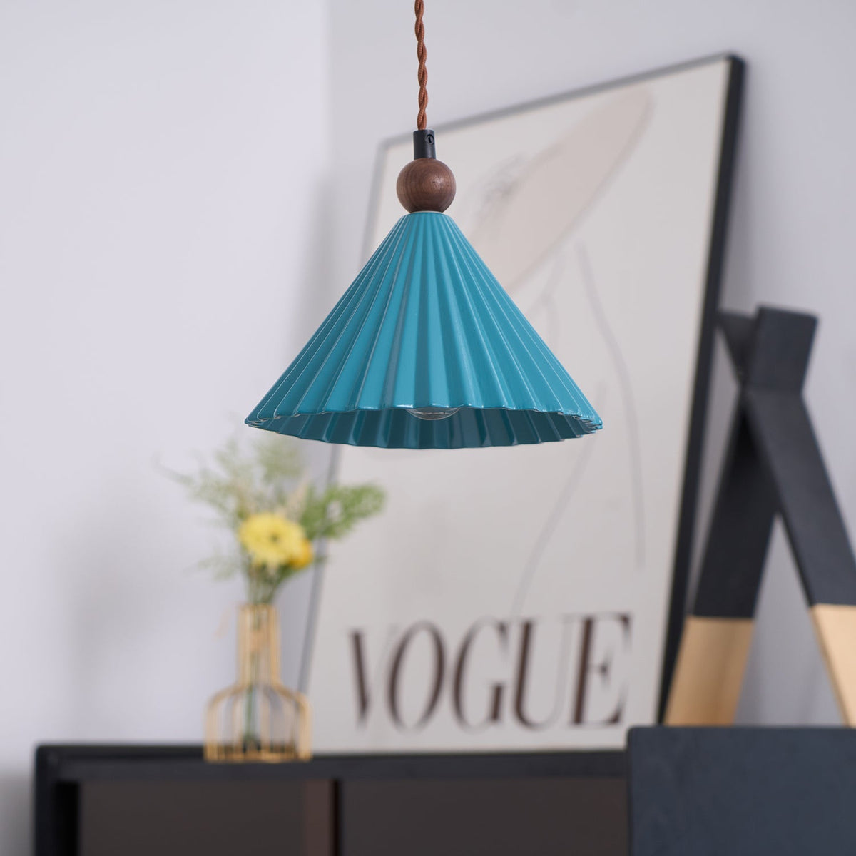 Ceramic Overhead Fixture 7.8 Inch Blue Adjustable Height Hardwired E14 Socket for Kitchen Island Dining Room Breakfast Nook Modern Minimalis