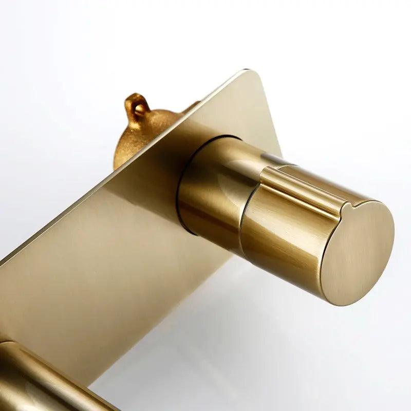 Wall-Mount Bathroom Faucet Single-Handle Gold Brass Finish Space-Saving Basin Tap for Vanity Remodel Powder Room Modern American Home