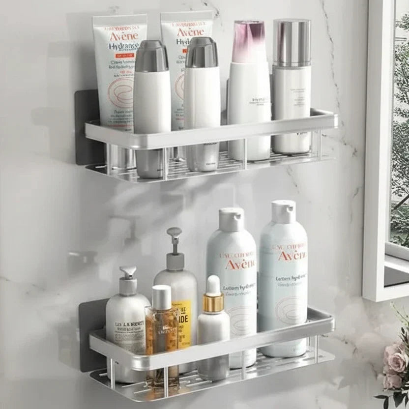 Self-Adhesive Bathroom Shelf | No Drilling & Stainless Steel