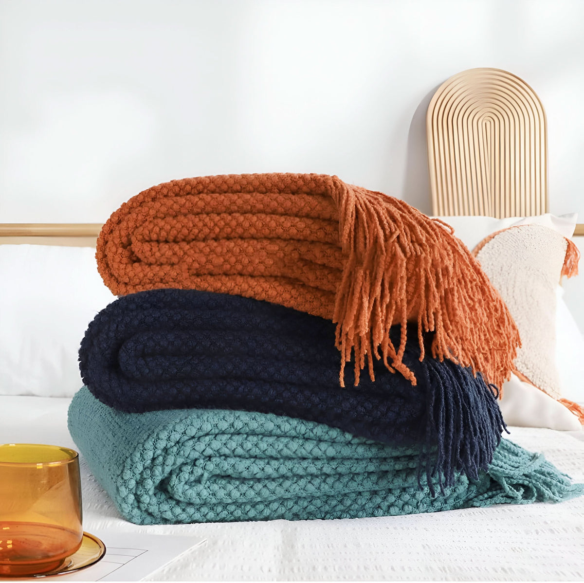 KnitCove | Stylish Knit Fleece Blanket with Plush Interior | Cozy Comfort for All Seasons