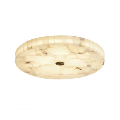 Flush Mount LED Light Fixture Round Alabaster 2 Inch Profile White Gold Adjustable Color Temperature for Bedroom Hallway Entry Modern Low Pr
