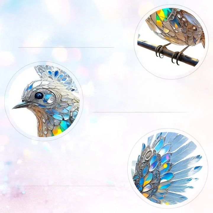 Prism Bird Window Ornament - Rainbow Light Catcher Suncatcher for Home Windows, Crystal Effect Acrylic Decoration 6x6 or 8x8 Inch