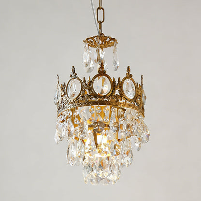 Sparkling Crystal Fixture with Iron Frame Gold Finish for Dining Room Entryway & Living Space Overhead Lighting 20 Inch Width