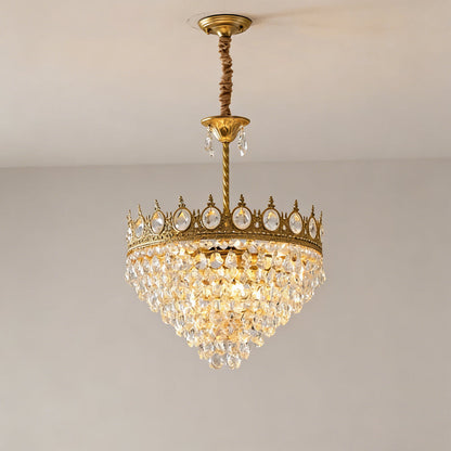 Sparkling Crystal Fixture with Iron Frame Gold Finish for Dining Room Entryway & Living Space Overhead Lighting 20 Inch Width