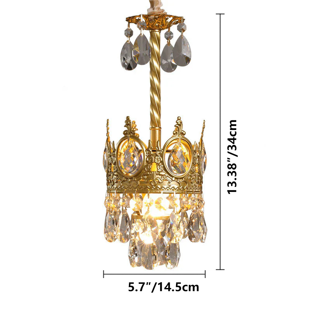 Sparkling Crystal Fixture with Iron Frame Gold Finish for Dining Room Entryway & Living Space Overhead Lighting 20 Inch Width