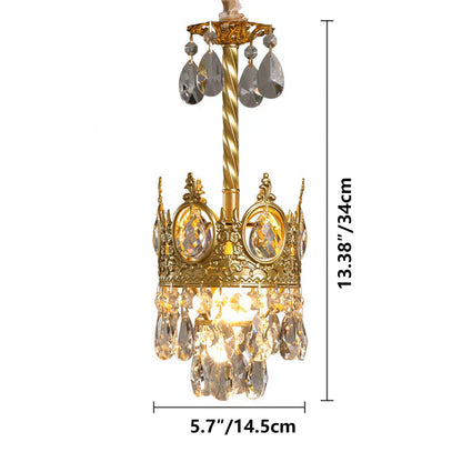 Sparkling Crystal Fixture with Iron Frame Gold Finish for Dining Room Entryway & Living Space Overhead Lighting 20 Inch Width