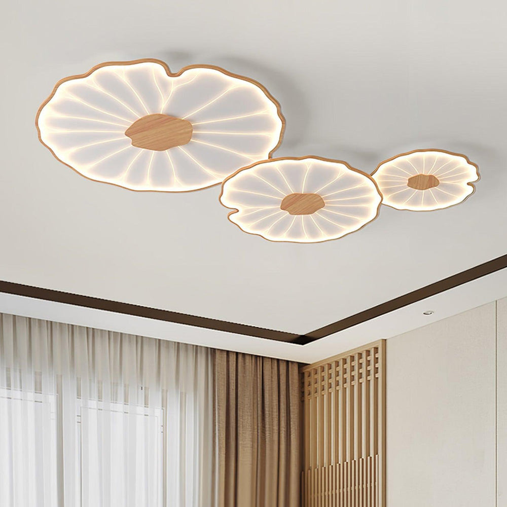 Flush Mount LED Light Organic Leaf Pattern Acrylic 12-53 in Wide Low Profile Fixture for Bedroom Living Room Hallway Ambient Lighting Modern
