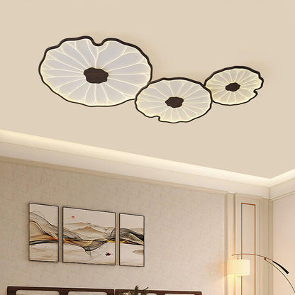 Flush Mount LED Light Organic Leaf Pattern Acrylic 12-53 in Wide Low Profile Fixture for Bedroom Living Room Hallway Ambient Lighting Modern