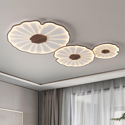 Flush Mount LED Light Organic Leaf Pattern Acrylic 12-53 in Wide Low Profile Fixture for Bedroom Living Room Hallway Ambient Lighting Modern