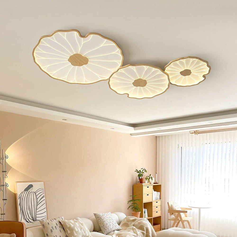 Flush Mount LED Light Organic Leaf Pattern Acrylic 12-53 in Wide Low Profile Fixture for Bedroom Living Room Hallway Ambient Lighting Modern