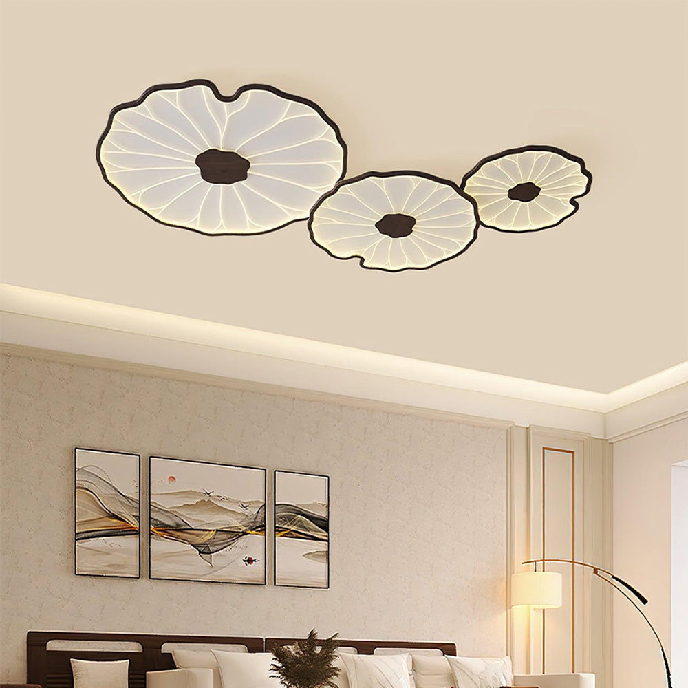 Flush Mount LED Light Organic Leaf Pattern Acrylic 12-53 in Wide Low Profile Fixture for Bedroom Living Room Hallway Ambient Lighting Modern