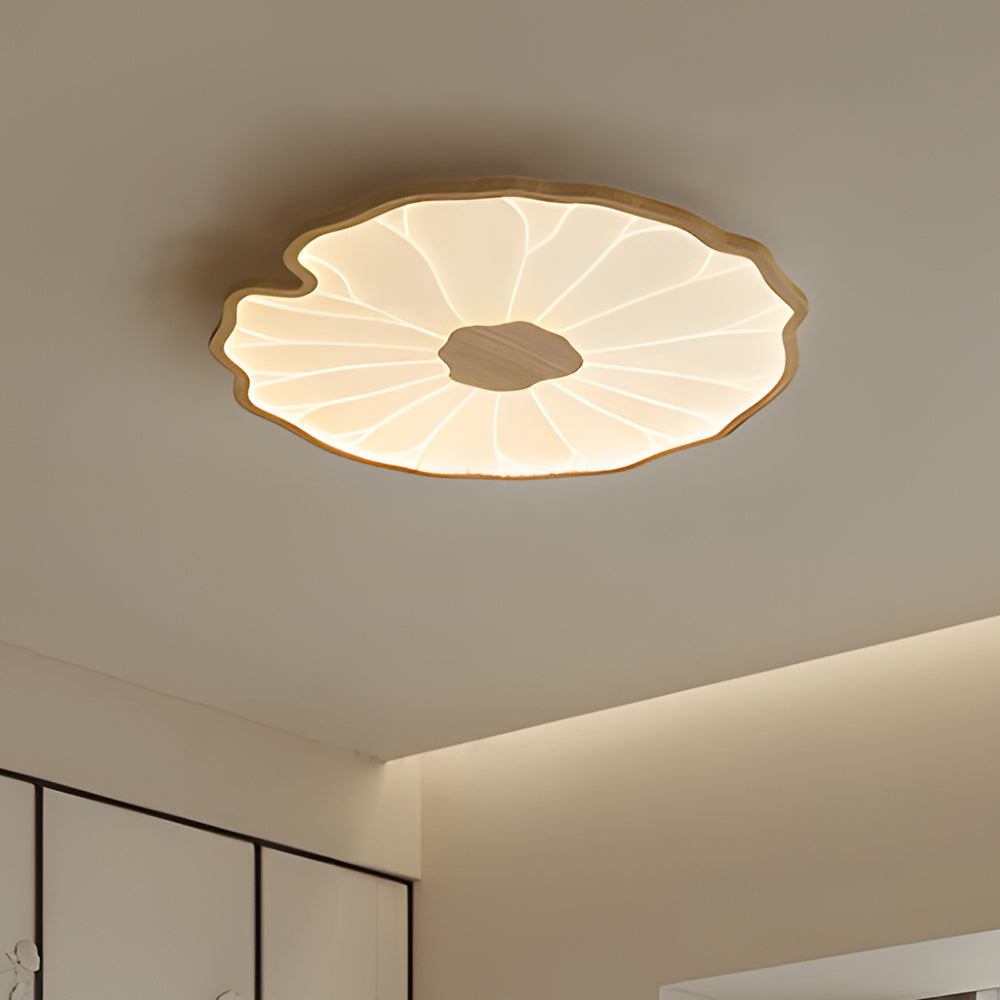 Flush Mount LED Light Organic Leaf Pattern Acrylic 12-53 in Wide Low Profile Fixture for Bedroom Living Room Hallway Ambient Lighting Modern