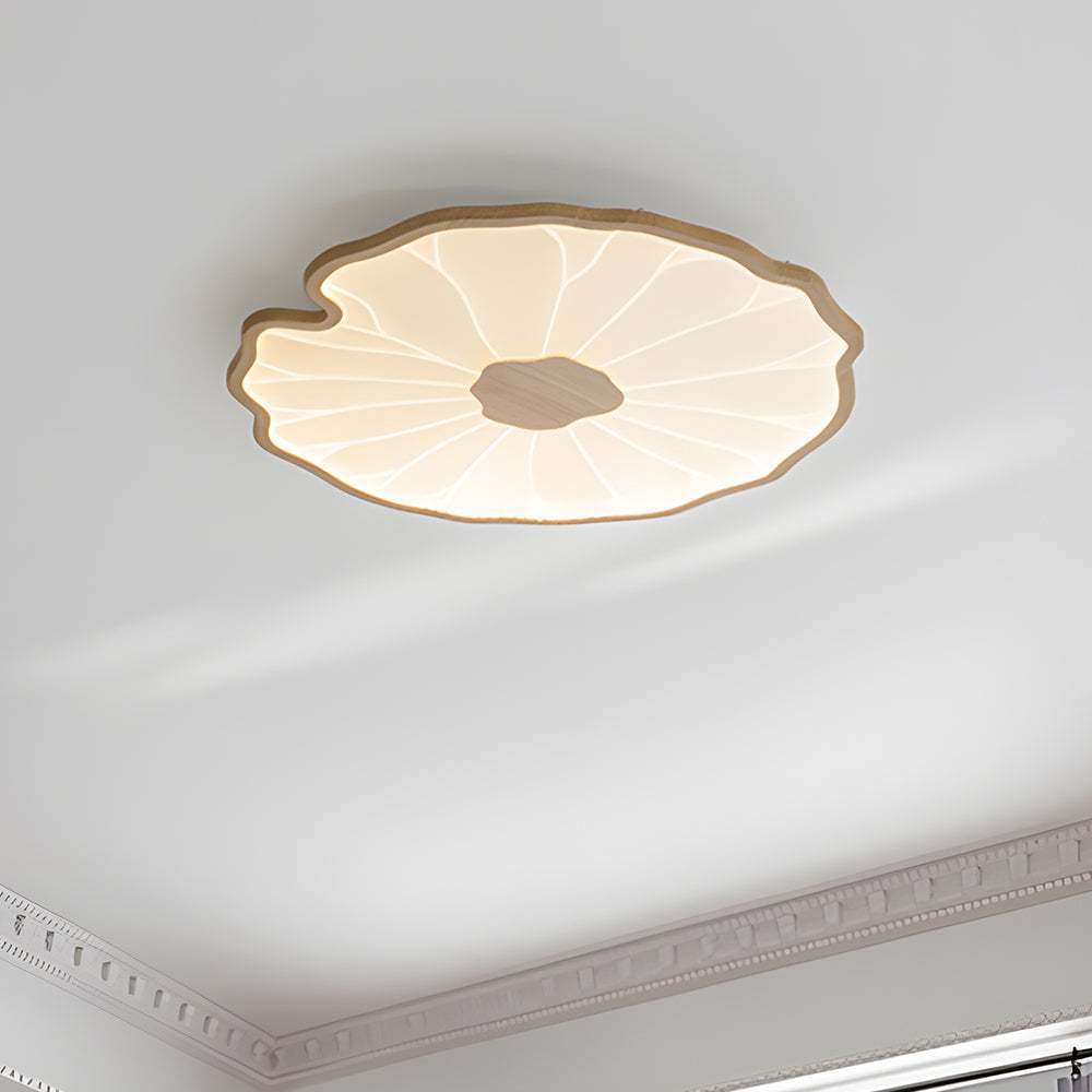 Flush Mount LED Light Organic Leaf Pattern Acrylic 12-53 in Wide Low Profile Fixture for Bedroom Living Room Hallway Ambient Lighting Modern