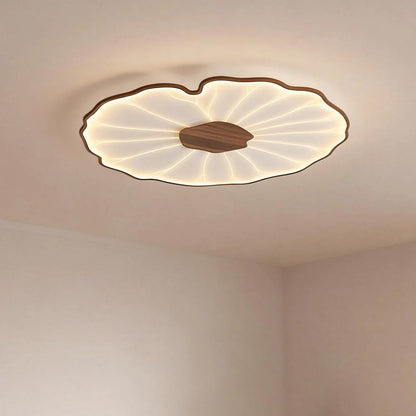 Flush Mount LED Light Organic Leaf Pattern Acrylic 12-53 in Wide Low Profile Fixture for Bedroom Living Room Hallway Ambient Lighting Modern