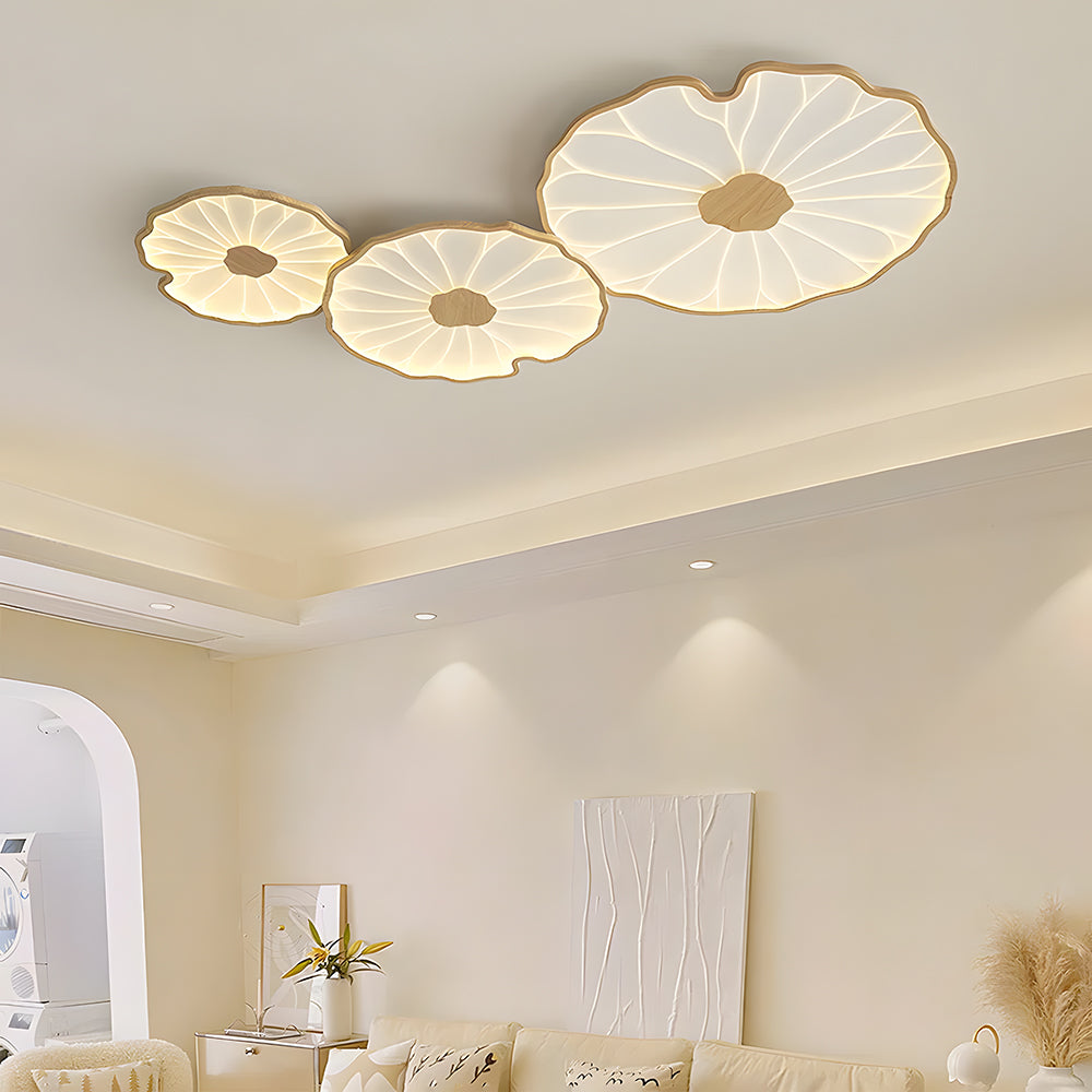 Modern Flush Mount LED Overhead Light Fixture for Bedroom Living Room Hallway | Round Acrylic Panel 39 Inch White | Energy Efficient Indoor