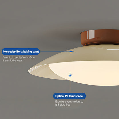 Flush Mount LED Fixture Metal Shell 18-Inch Green Brown Finish for Bedroom Living Room Dining Room Hallway Modern Retro Ambience Lighting