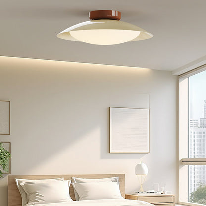 Flush Mount LED Fixture Metal Shell 18-Inch Green Brown Finish for Bedroom Living Room Dining Room Hallway Modern Retro Ambience Lighting