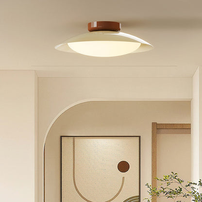 Flush Mount LED Fixture Metal Shell 18-Inch Green Brown Finish for Bedroom Living Room Dining Room Hallway Modern Retro Ambience Lighting