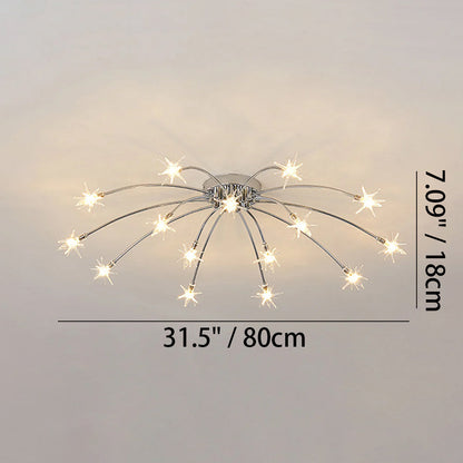 Semi-Flush LED Overhead Light Metal Glass 24-45 inch Diameter Adjustable Brightness Dining Room Living Room Bedroom Contemporary Home Ceilin