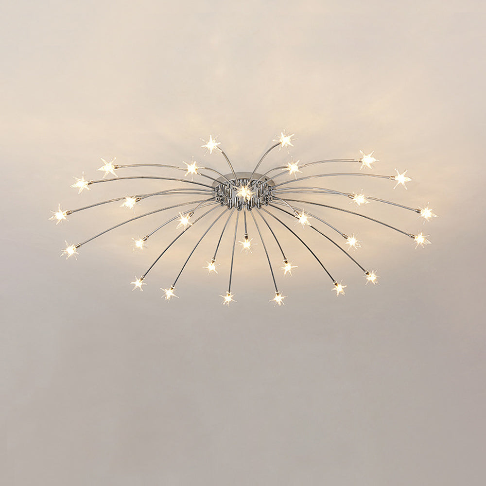 Semi-Flush LED Overhead Light Metal Glass 24-45 inch Diameter Adjustable Brightness Dining Room Living Room Bedroom Contemporary Home Ceilin