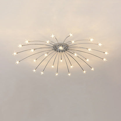 Semi-Flush LED Overhead Light Metal Glass 24-45 inch Diameter Adjustable Brightness Dining Room Living Room Bedroom Contemporary Home Ceilin