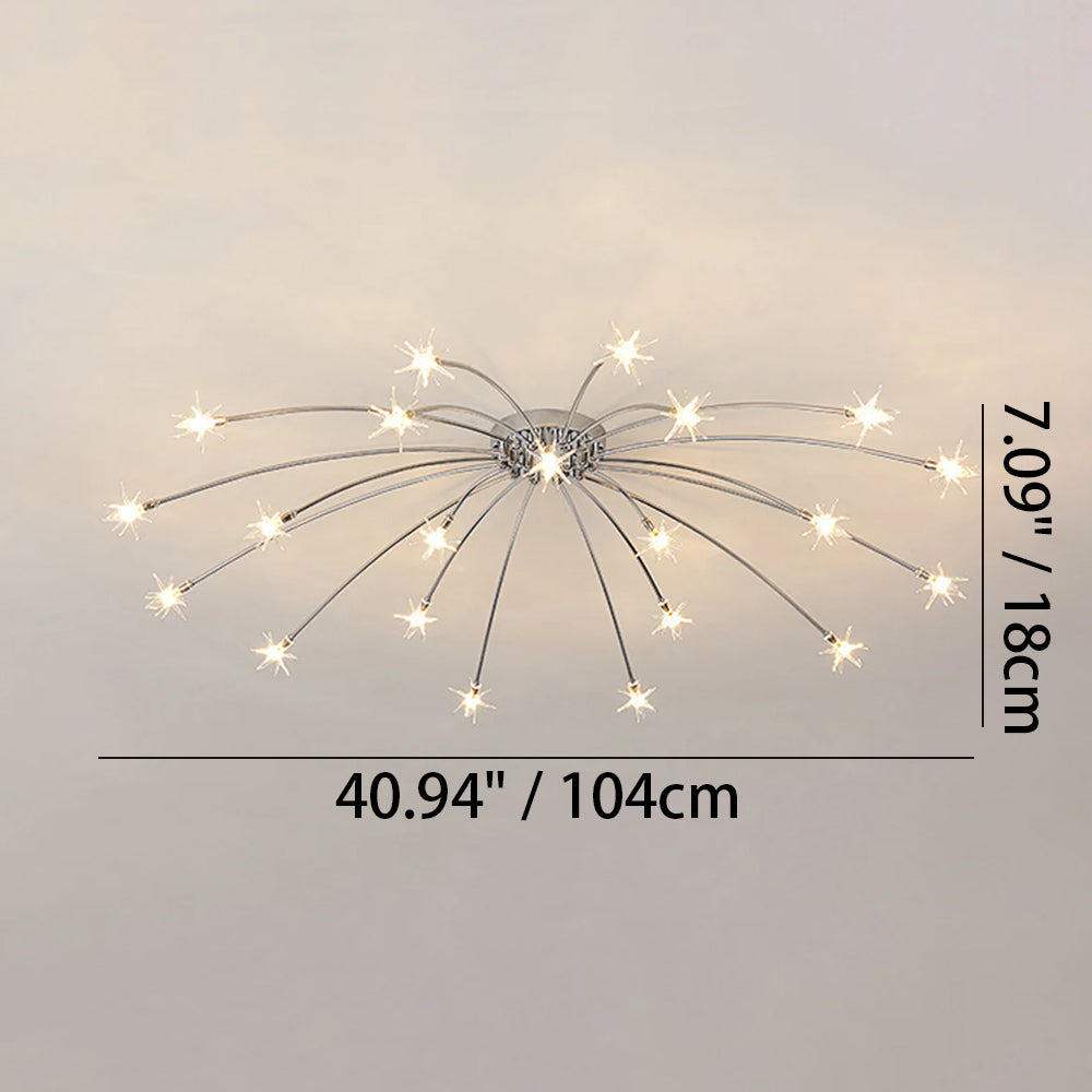 Semi-Flush LED Overhead Light Metal Glass 24-45 inch Diameter Adjustable Brightness Dining Room Living Room Bedroom Contemporary Home Ceilin