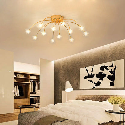 Semi-Flush LED Overhead Light Metal Glass 24-45 inch Diameter Adjustable Brightness Dining Room Living Room Bedroom Contemporary Home Ceilin