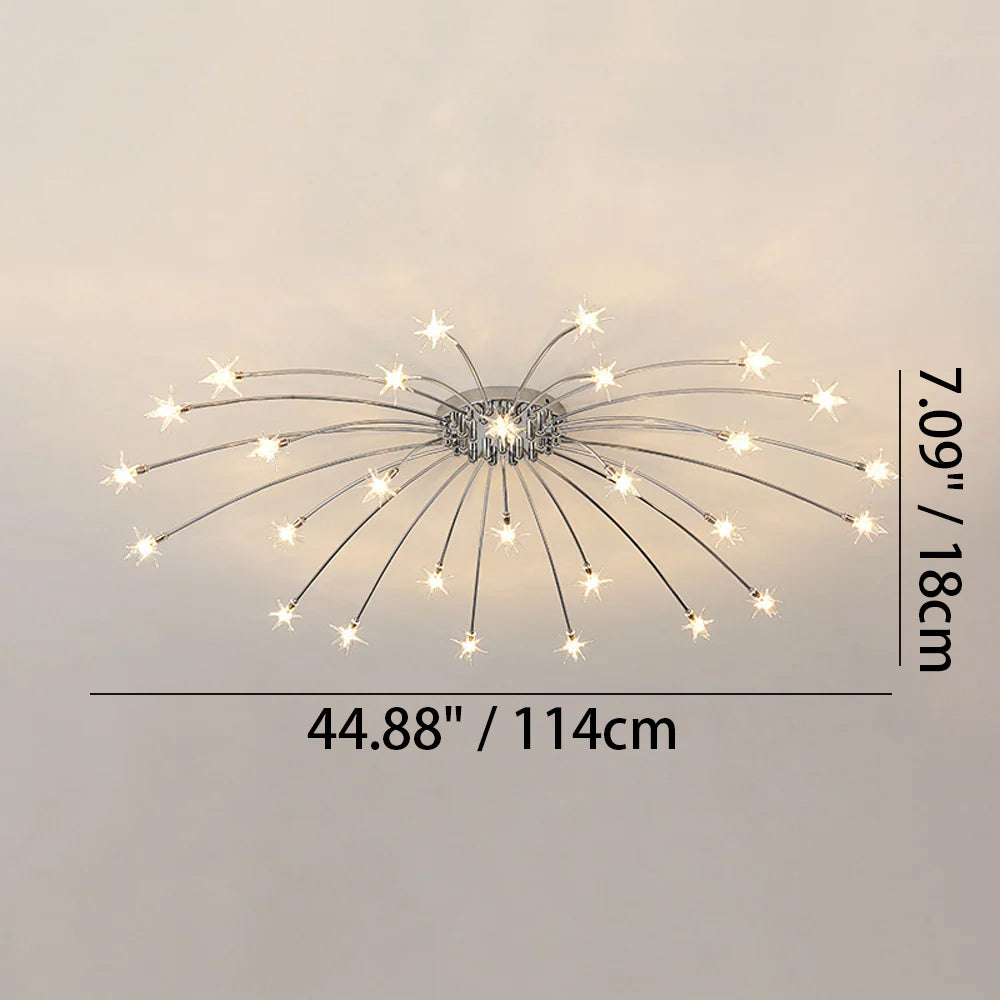 Semi-Flush LED Overhead Light Metal Glass 24-45 inch Diameter Adjustable Brightness Dining Room Living Room Bedroom Contemporary Home Ceilin