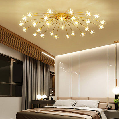 Semi-Flush LED Overhead Light Metal Glass 24-45 inch Diameter Adjustable Brightness Dining Room Living Room Bedroom Contemporary Home Ceilin