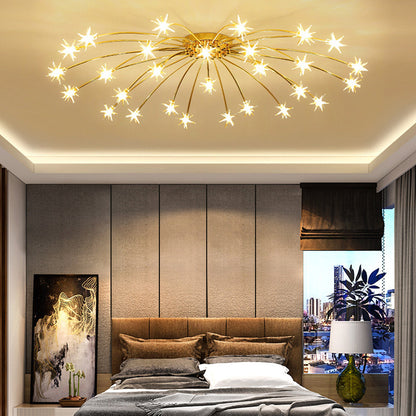 Semi-Flush LED Overhead Light Metal Glass 24-45 inch Diameter Adjustable Brightness Dining Room Living Room Bedroom Contemporary Home Ceilin