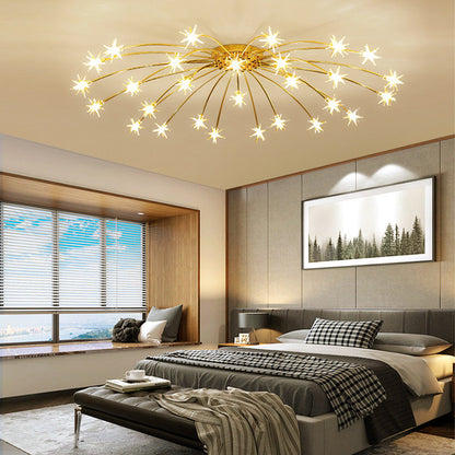 Semi-Flush LED Overhead Light Metal Glass 24-45 inch Diameter Adjustable Brightness Dining Room Living Room Bedroom Contemporary Home Ceilin