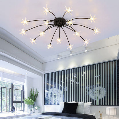 Semi-Flush LED Overhead Light Metal Glass 24-45 inch Diameter Adjustable Brightness Dining Room Living Room Bedroom Contemporary Home Ceilin