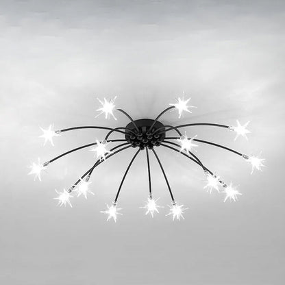 Semi Flush Mount Ceiling Light 24 Inch Glass & Metal LED Fixture for Bedroom Dining Room Contemporary Home Lighting