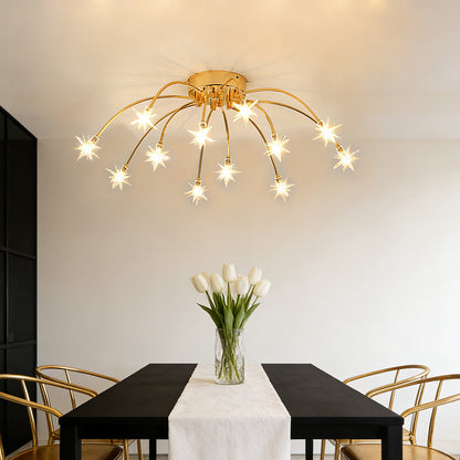 Semi-Flush LED Overhead Light Metal Glass 24-45 inch Diameter Adjustable Brightness Dining Room Living Room Bedroom Contemporary Home Ceilin