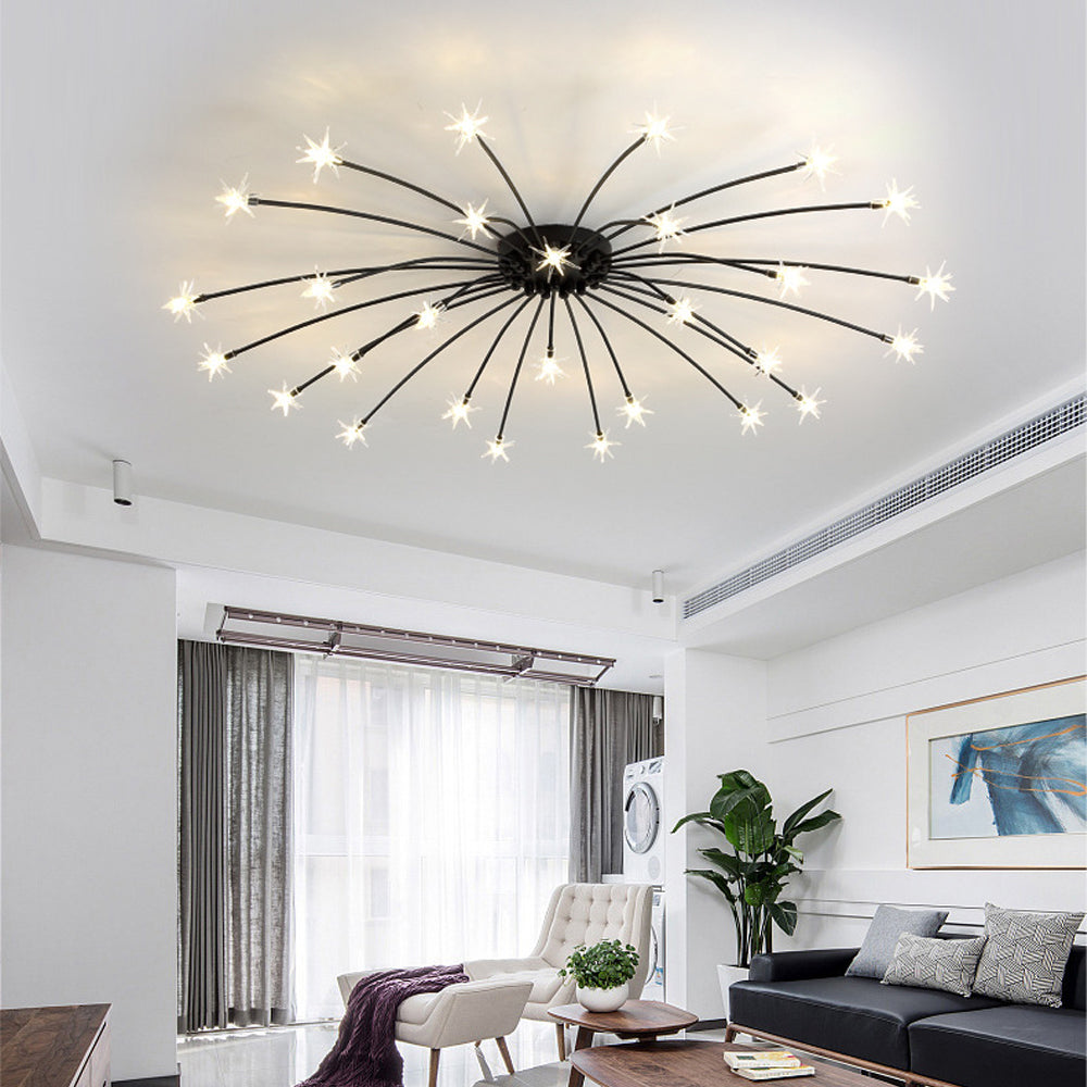 Semi-Flush LED Overhead Light Metal Glass 24-45 inch Diameter Adjustable Brightness Dining Room Living Room Bedroom Contemporary Home Ceilin