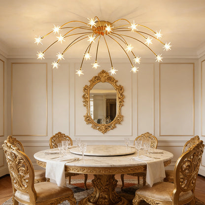 Semi-Flush LED Overhead Light Metal Glass 24-45 inch Diameter Adjustable Brightness Dining Room Living Room Bedroom Contemporary Home Ceilin