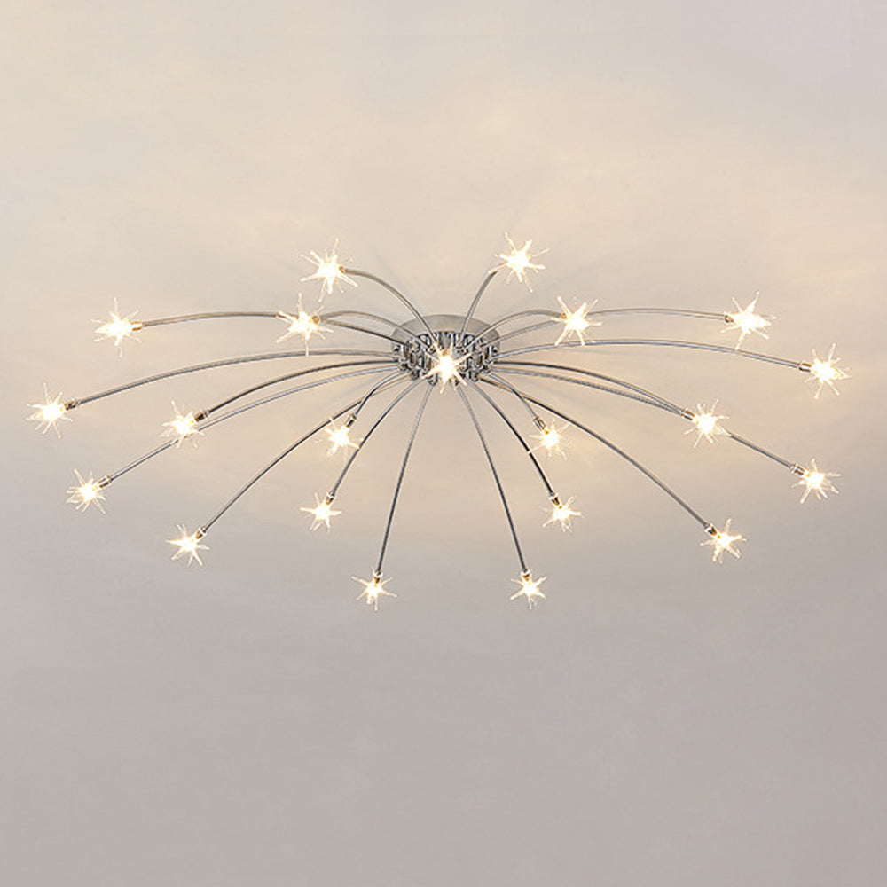 Semi-Flush LED Overhead Light Metal Glass 24-45 inch Diameter Adjustable Brightness Dining Room Living Room Bedroom Contemporary Home Ceilin
