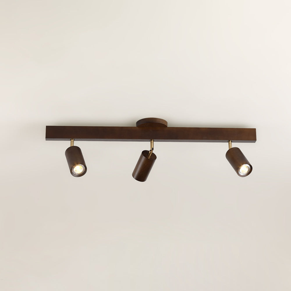 Wooden LED Track Lighting Fixture Natural Finish Adjustable Spots Ceiling Wall Mount Rail Light 7 to 47 Inch Modern Linear Spotlight Bar Din