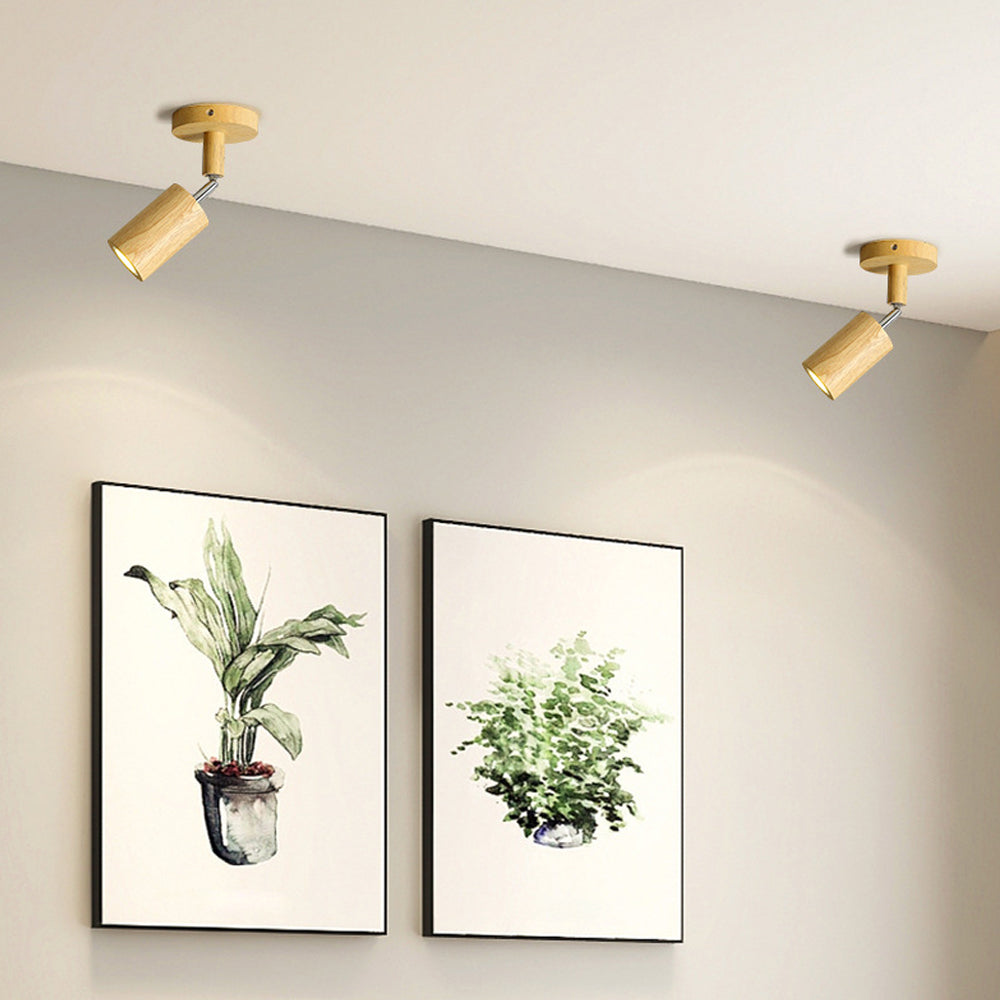 Adjustable LED Track Light Wood & Metal 39 in for Kitchen Dining Room Living Room Bedroom Modern Directional Ceiling Fixture