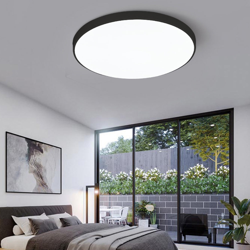 Low-Profile LED Flush Mount Light 16 Inch Round Acrylic Panel Fixture for Bedroom Living Room Kitchen Contemporary Ultra-Slim Design Energy