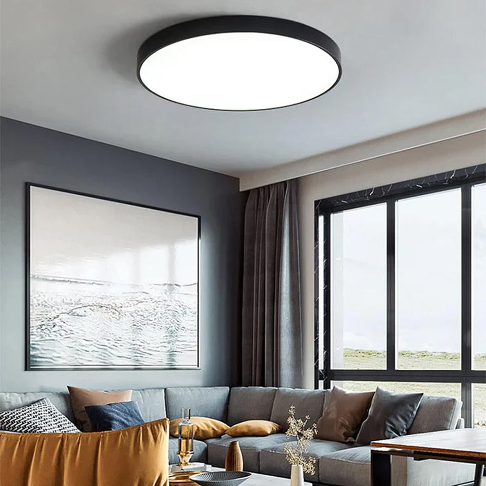 LED Flush Mount Light Round Acrylic Panel Low Profile Design for Bedroom Living Room Kitchen Hallway Dimmable Options Modern Home Lighting