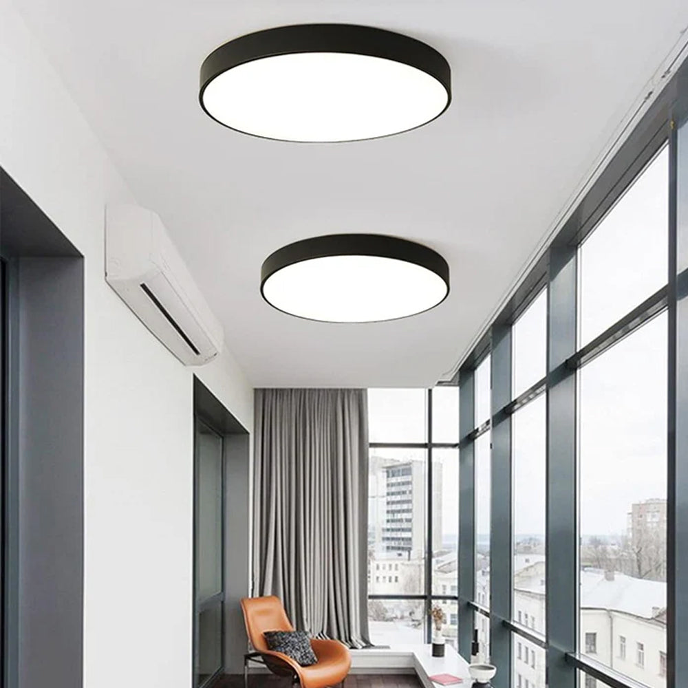 Low-Profile LED Flush Mount Light 16 Inch Round Acrylic Panel Fixture for Bedroom Living Room Kitchen Contemporary Ultra-Slim Design Energy