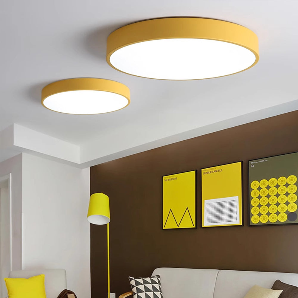 LED Flush Mount Light Round Acrylic Panel Low Profile Design for Bedroom Living Room Kitchen Hallway Dimmable Options Modern Home Lighting