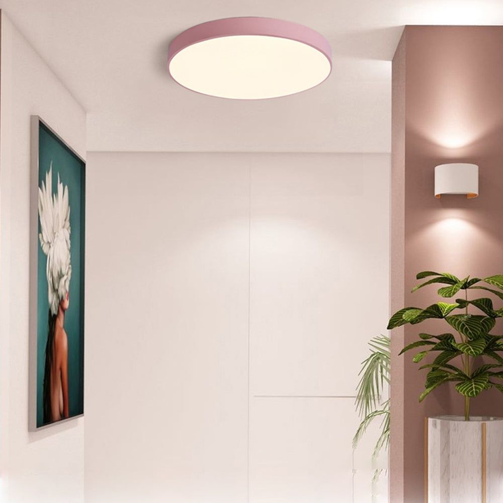 Low-Profile LED Flush Mount Light 16 Inch Round Acrylic Panel Fixture for Bedroom Living Room Kitchen Contemporary Ultra-Slim Design Energy