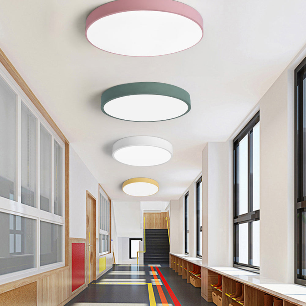 LED Flush Mount Light Round Acrylic Panel Low Profile Design for Bedroom Living Room Kitchen Hallway Dimmable Options Modern Home Lighting