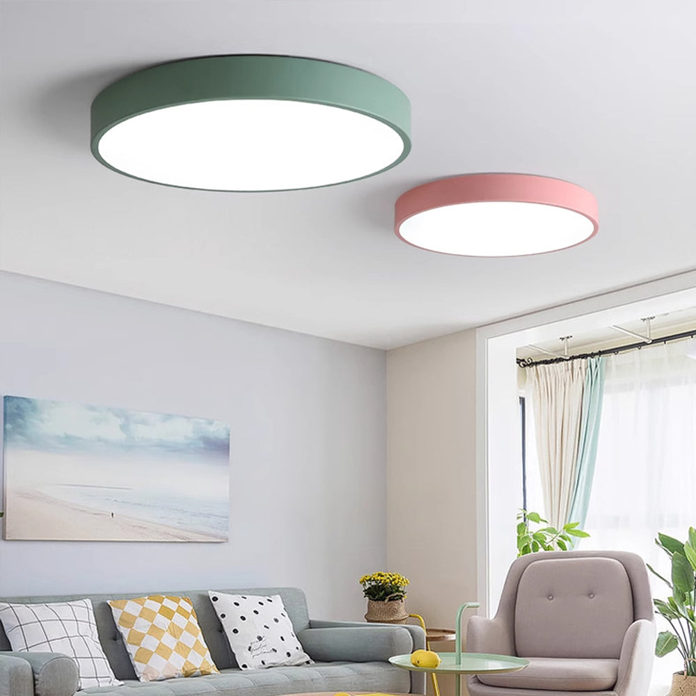 LED Flush Mount Light Round Acrylic Panel Low Profile Design for Bedroom Living Room Kitchen Hallway Dimmable Options Modern Home Lighting
