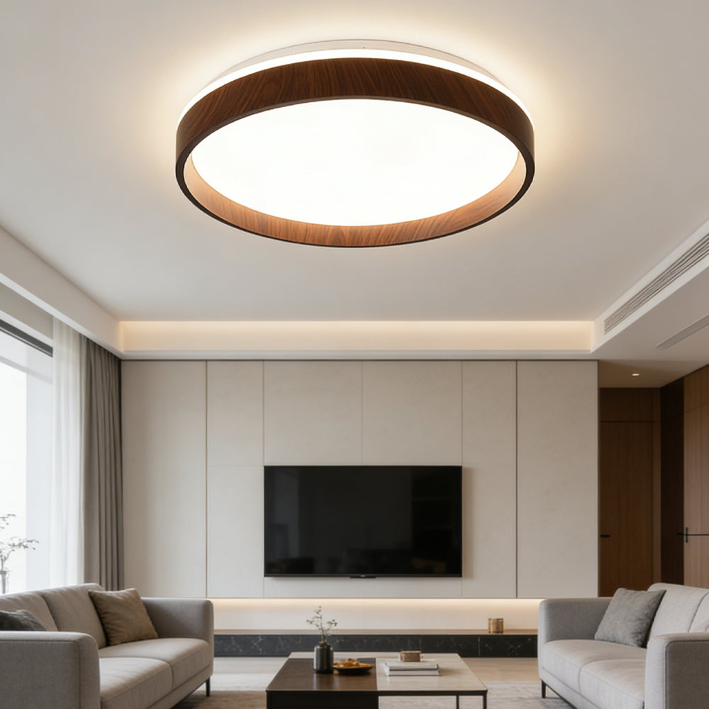 Round Flush Mount LED Light Fixture 16 in Acrylic for Bedroom Living Room Low Profile Modern Overhead Lighting Indoor