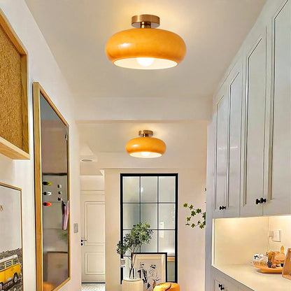 Amber Glass Dome Hanging Light 11 Inch for Kitchen Island Vintage Brass Fixture Dimmable E27 Dining Room Bedroom Overhead Adjustable Height