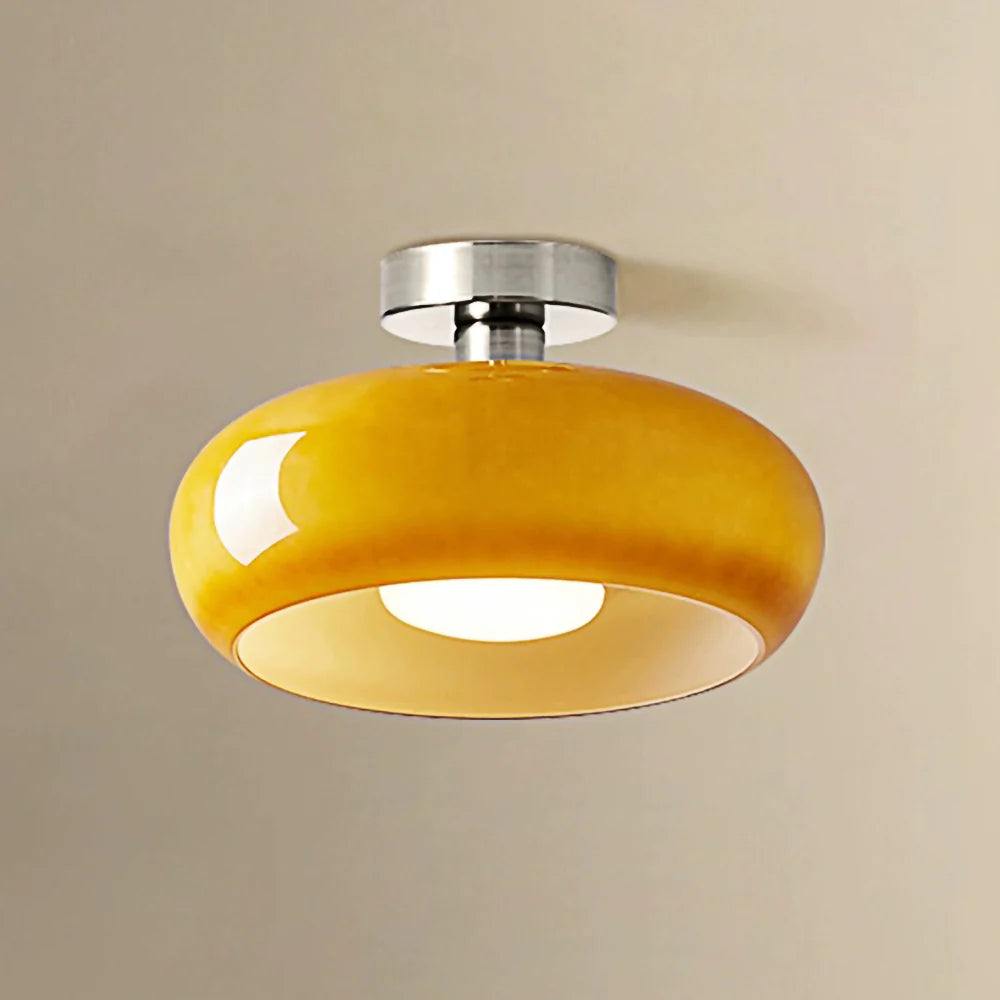Amber Glass Dome Hanging Light 11 Inch for Kitchen Island Vintage Brass Fixture Dimmable E27 Dining Room Bedroom Overhead Adjustable Height