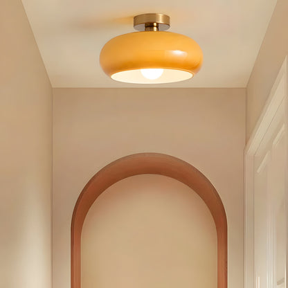 Amber Glass Globe Ceiling Light 11 Inch Dome Shade for Kitchen Island Dining Table Bedroom Brass Iron Fixture E27 Socket
